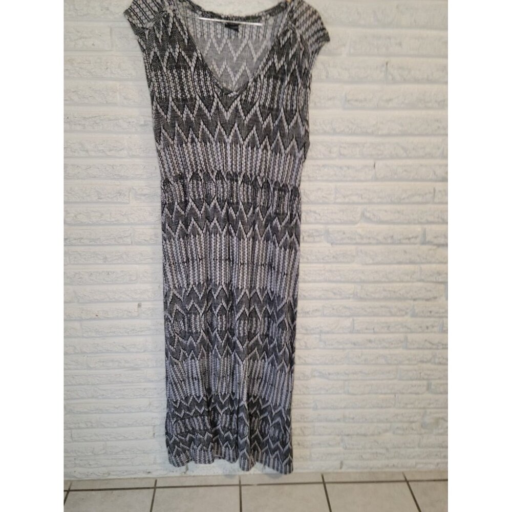 Faded Glory Women's XL Black Geometric Sheath Maxi Dress Sleeveless GEO24E
